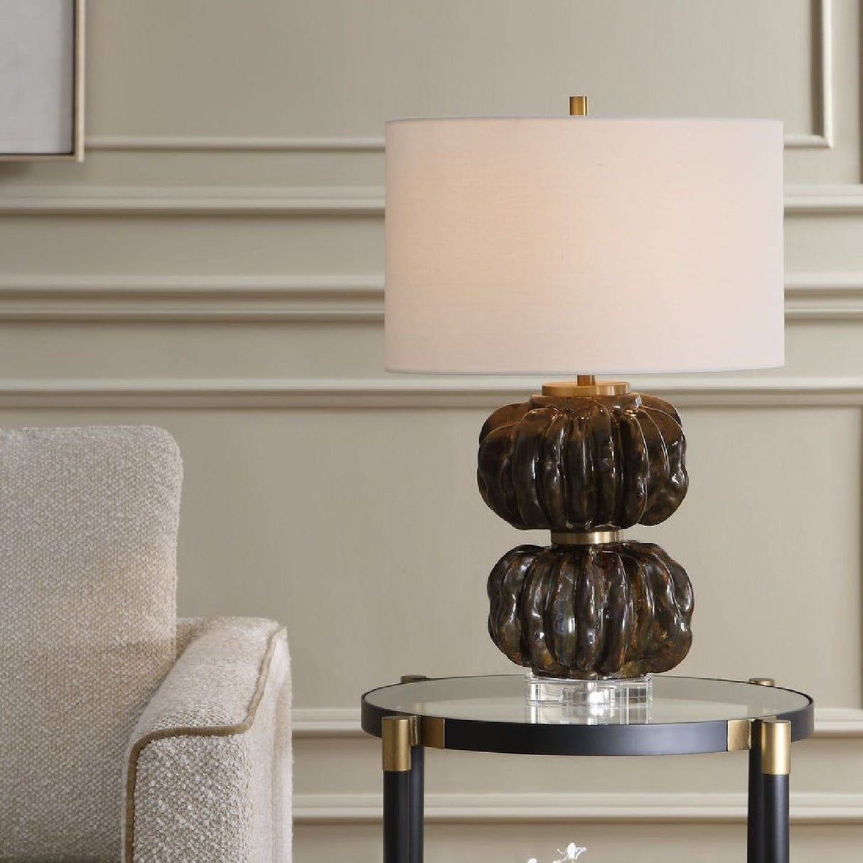 Stacked Fluted Ceramic Table Lamp by Uttermost Jaudon, alternate view 2
