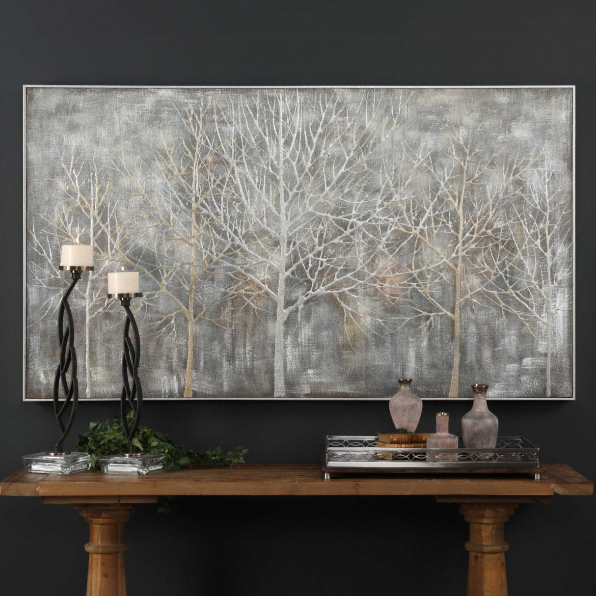Modern European furniture - Silver Toned Woodland Artwork - www.oroa.com