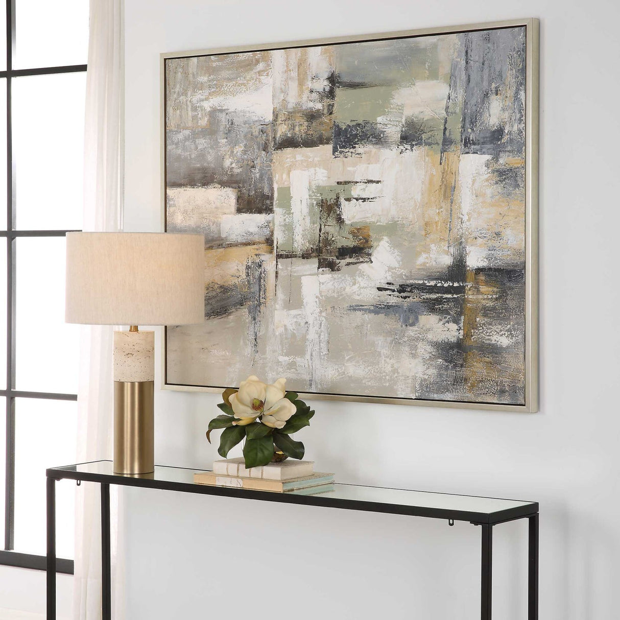 Modern European furniture - Cool-Toned Brushstrokes Artwork - www.oroa.com