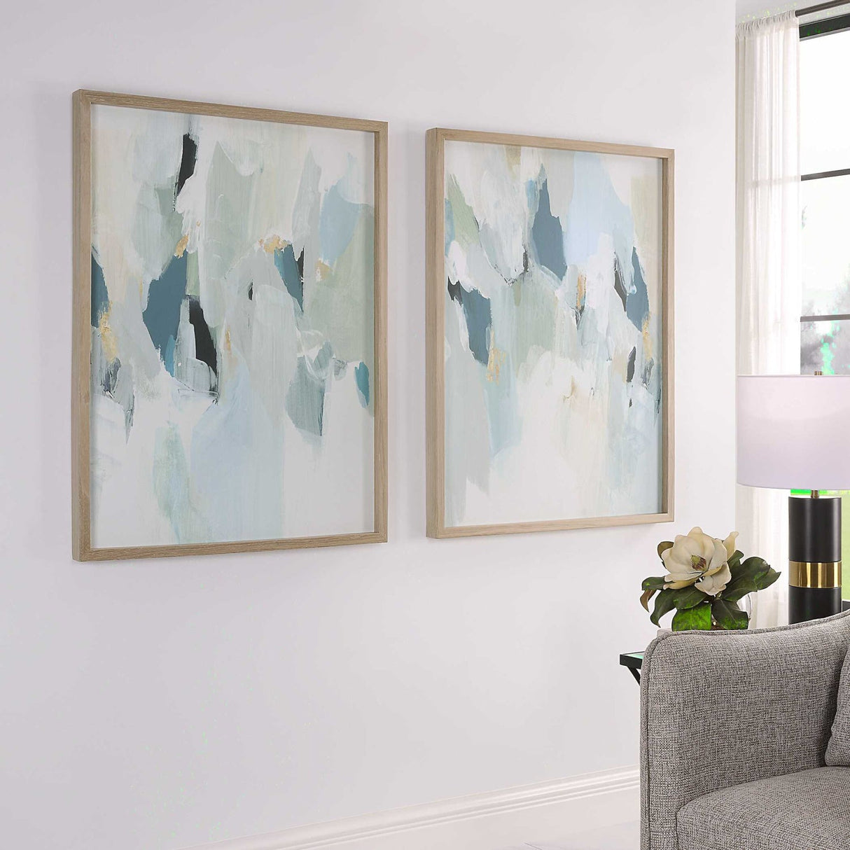 Modern European furniture - Blue Toned Minimalist Artwork Set (2) - www.oroa.com