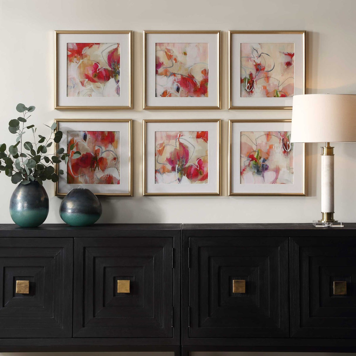 Modern European furniture - Red Floral Abstract Art Prints (6) - www.oroa.com