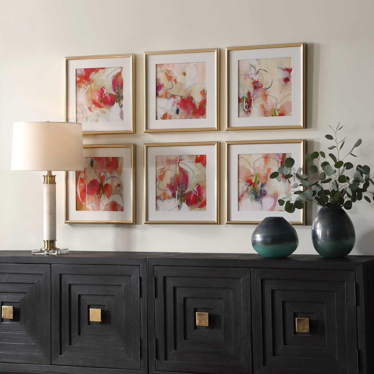 Modern European furniture - Red Floral Abstract Art Prints (6) - www.oroa.com