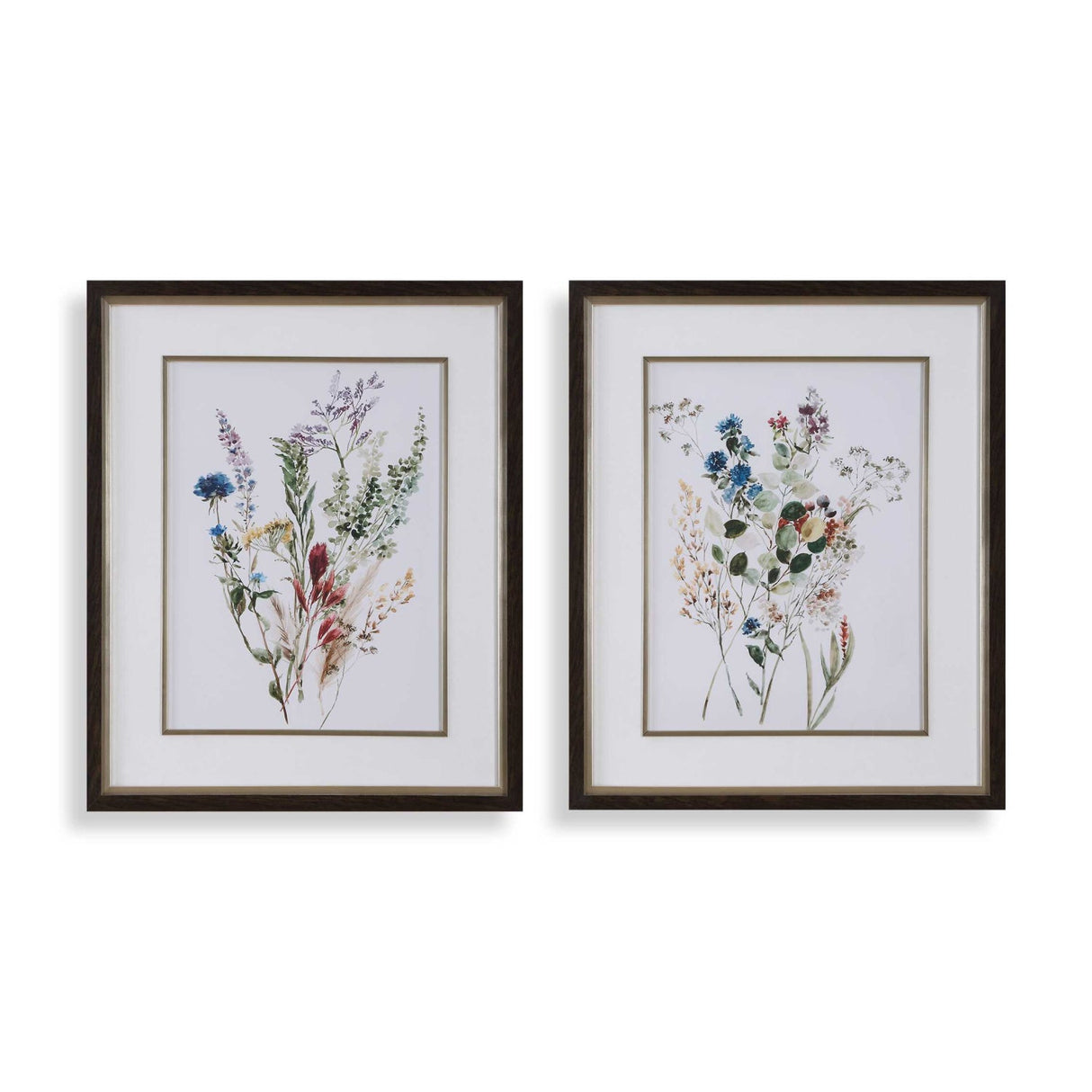Floral Watercolor Style Art Prints (2) – Delicate Flowers – front view