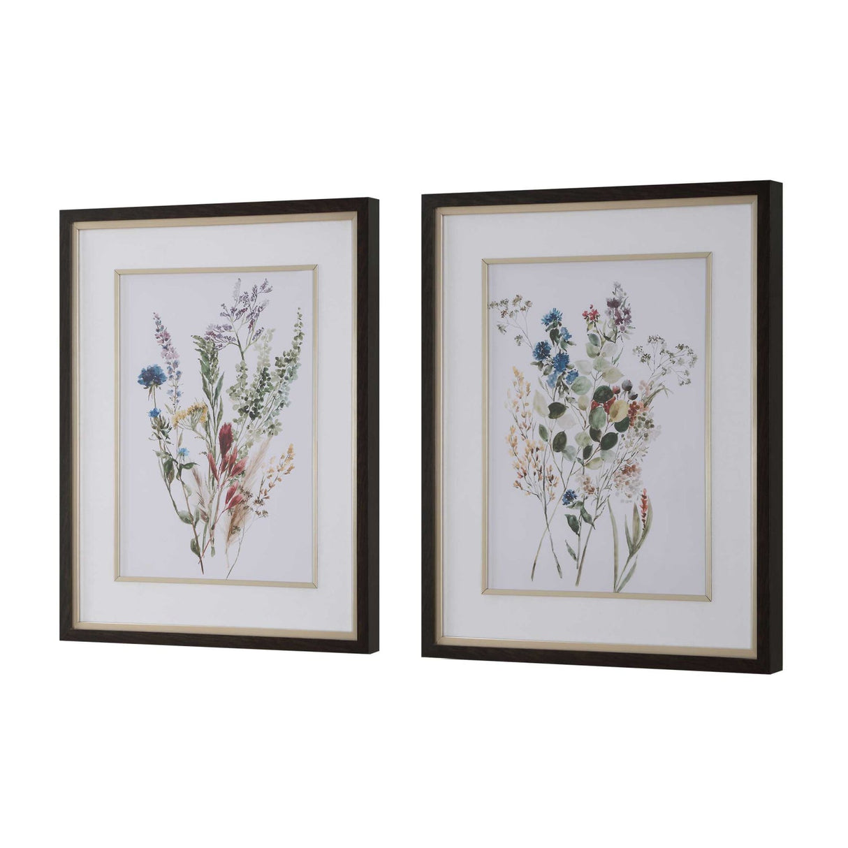 Floral Watercolor Style Art Prints (2) – Delicate Flowers – side view