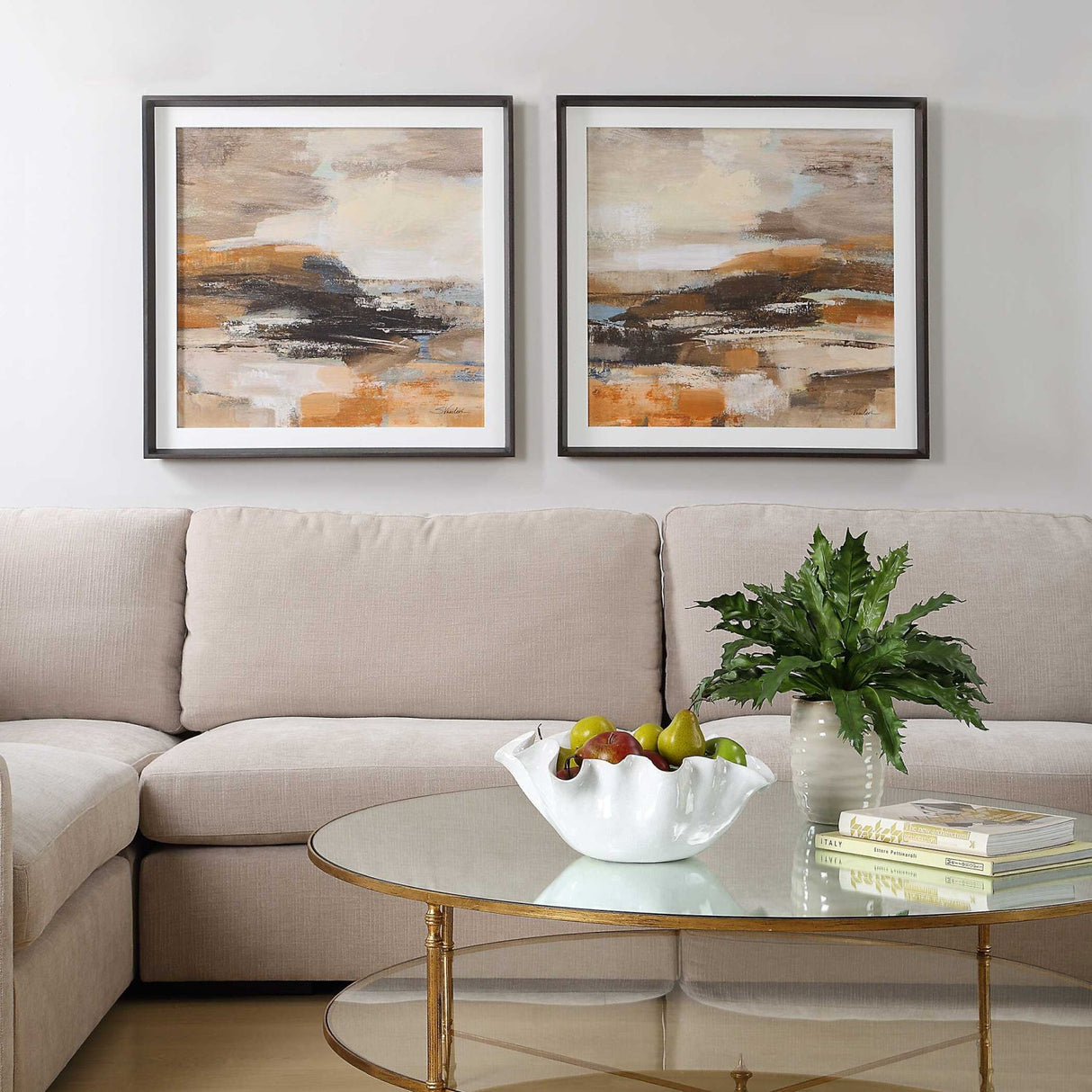 Brown Shades Abstract Art Prints (2) – Cinnamon Shore – angled view