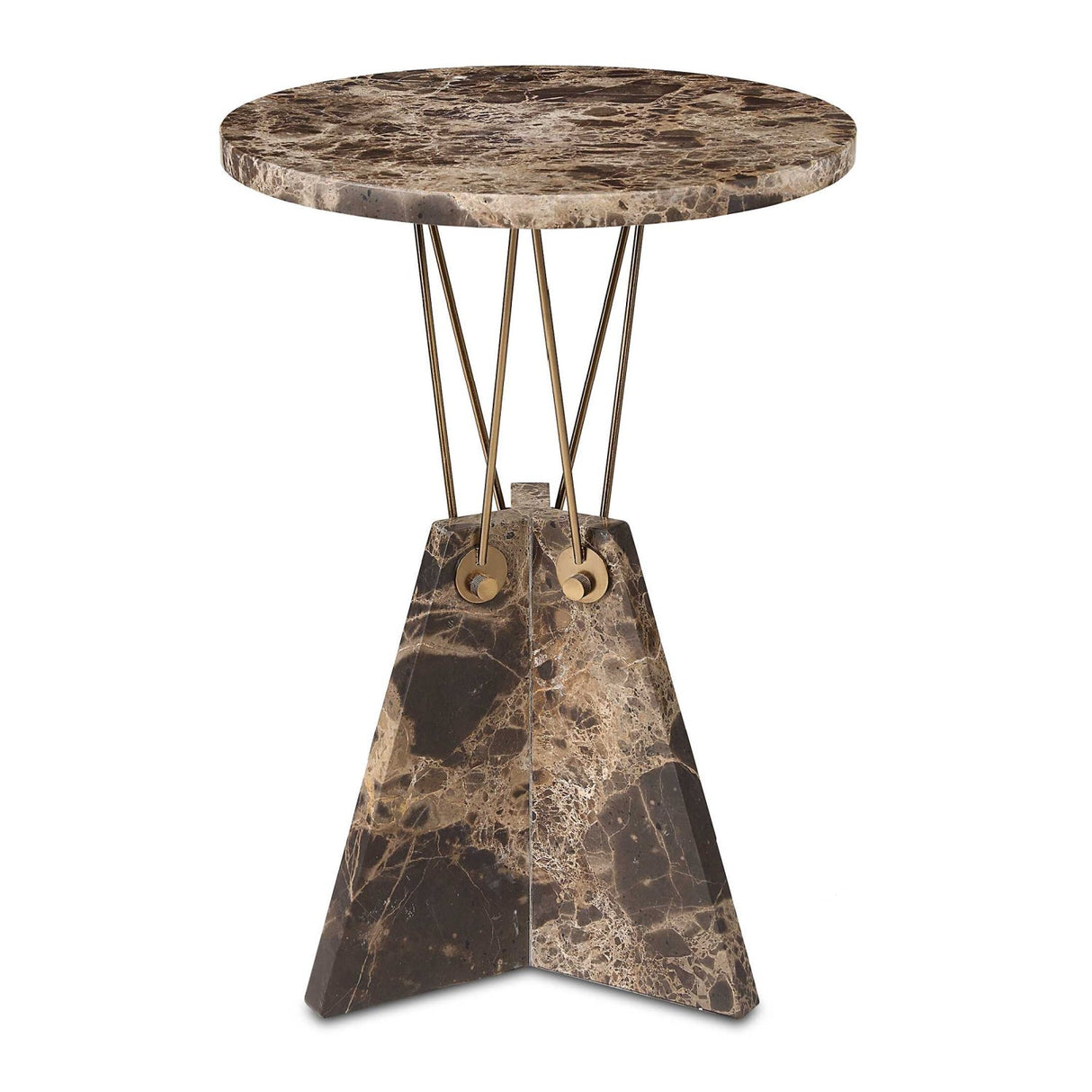 Modern European furniture - Brown Marble Geometric Accent Table - www.oroa.com