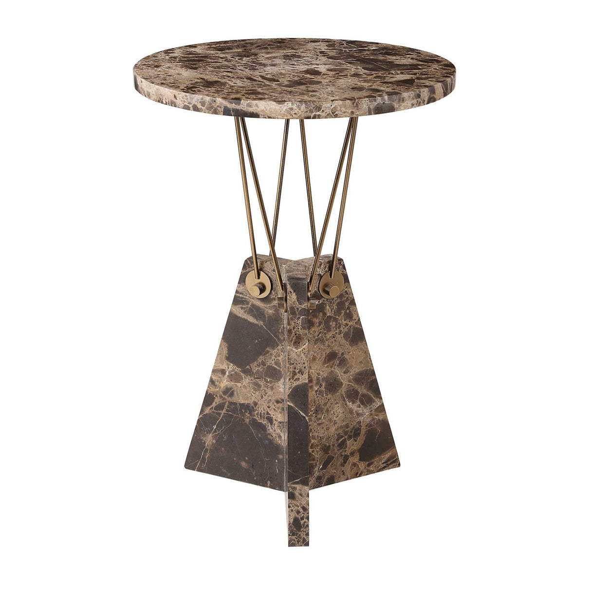 Modern European furniture - Brown Marble Geometric Accent Table - www.oroa.com