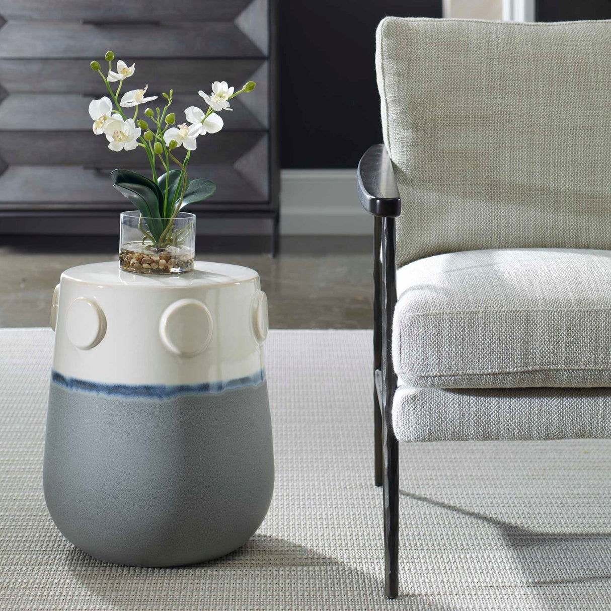 Two-Toned Ceramic Garden Stool by Uttermost Mulvane, alternate view 2