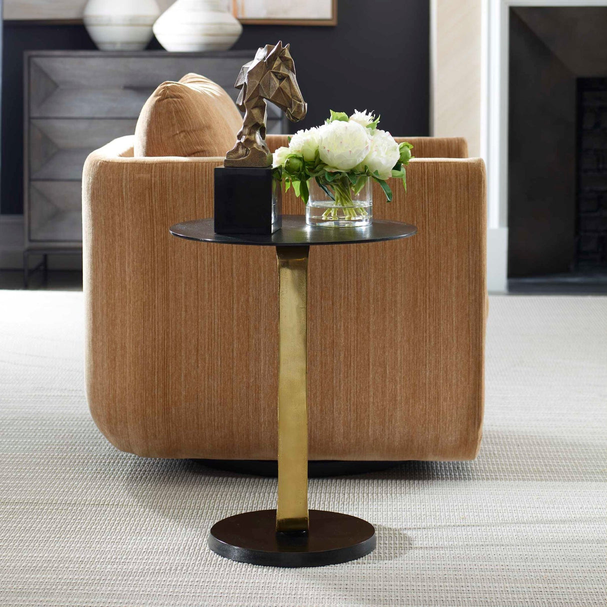 Black Cast Aluminum Accent Table by Uttermost Aperture, alternate view 3