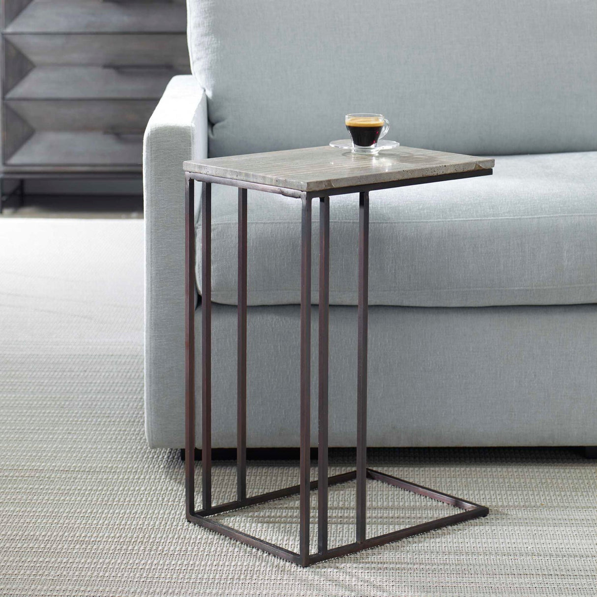 Travertine Pull-Up Accent Table by Uttermost Theodore, alternate view 7