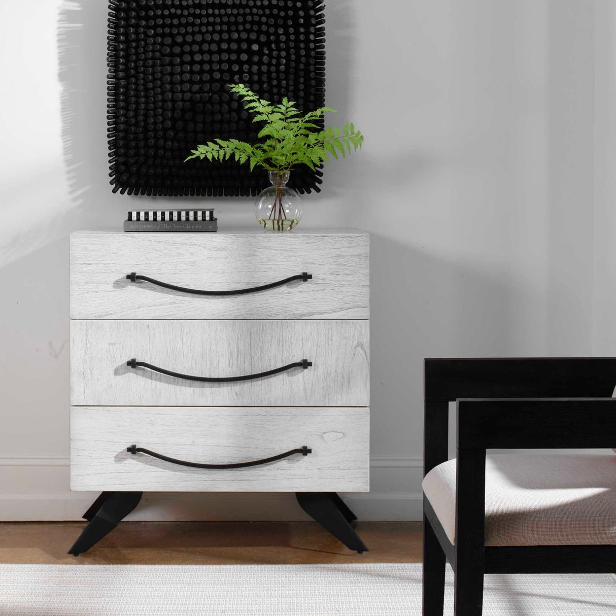 White Wooden 3-Drawer Chest by Uttermost Vivi, alternate view 2
