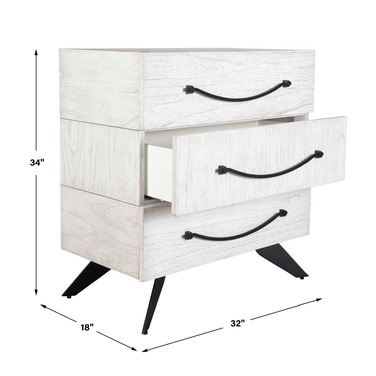White Wooden 3-Drawer Chest by Uttermost Vivi, alternate view 9