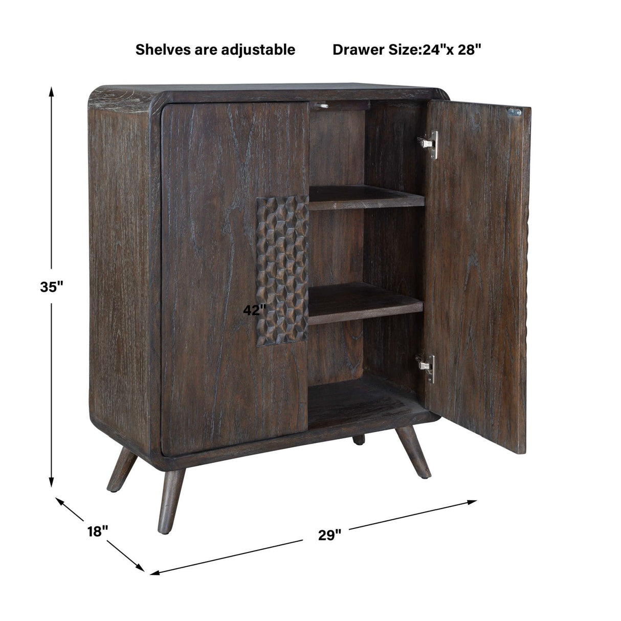 Weathered Mindi Wood 2-Door Cabinet by Uttermost Hausen, alternate view 10