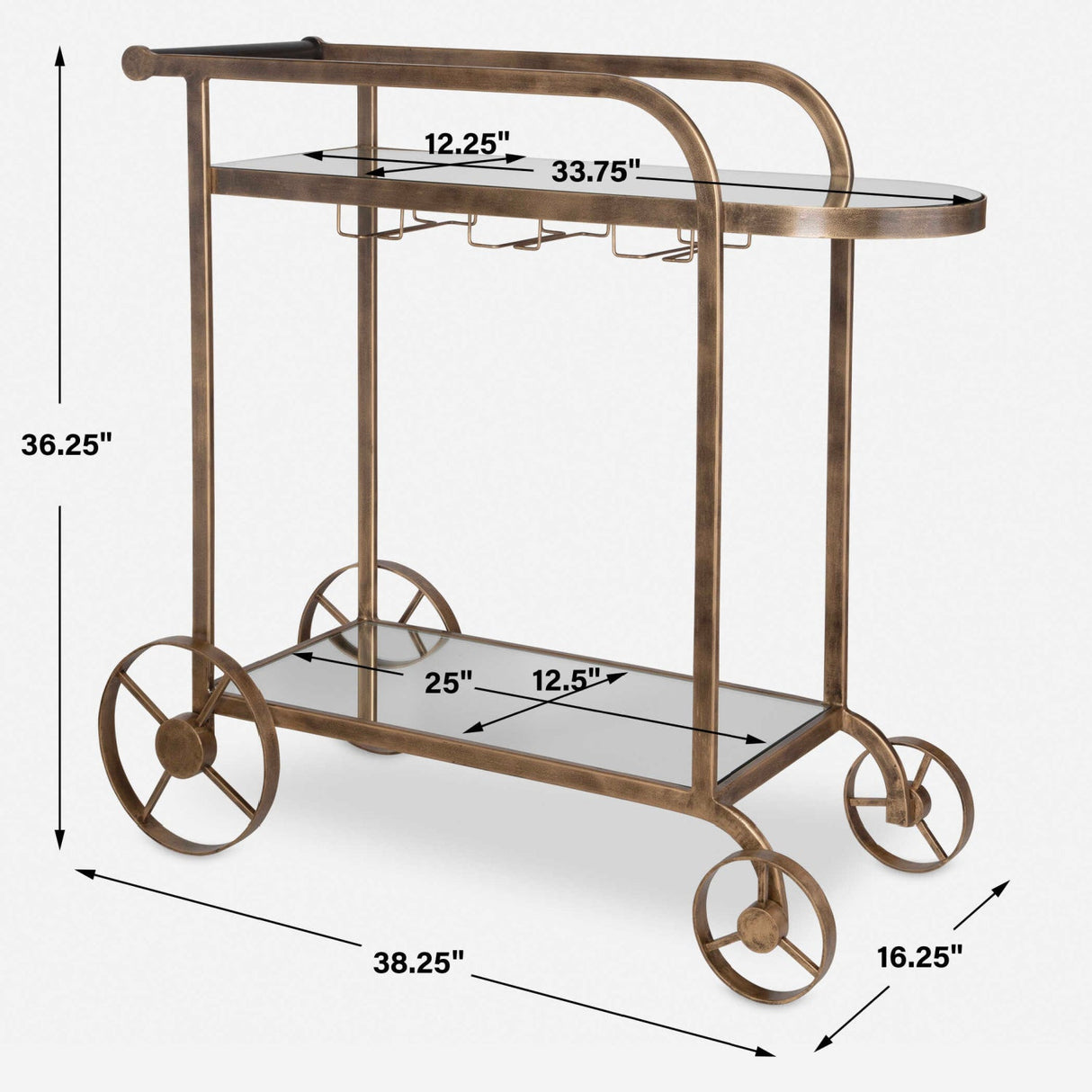 Modern European furniture - Antique Brass Bar Cart - www.oroa.com