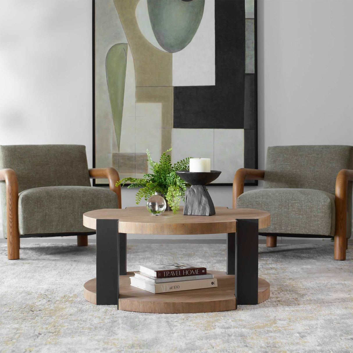 Round Natural Wood Coffee Table by Uttermost Loana, alternate view 2