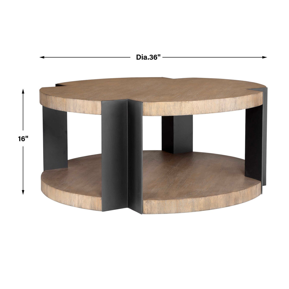 Round Natural Wood Coffee Table by Uttermost Loana, alternate view 5