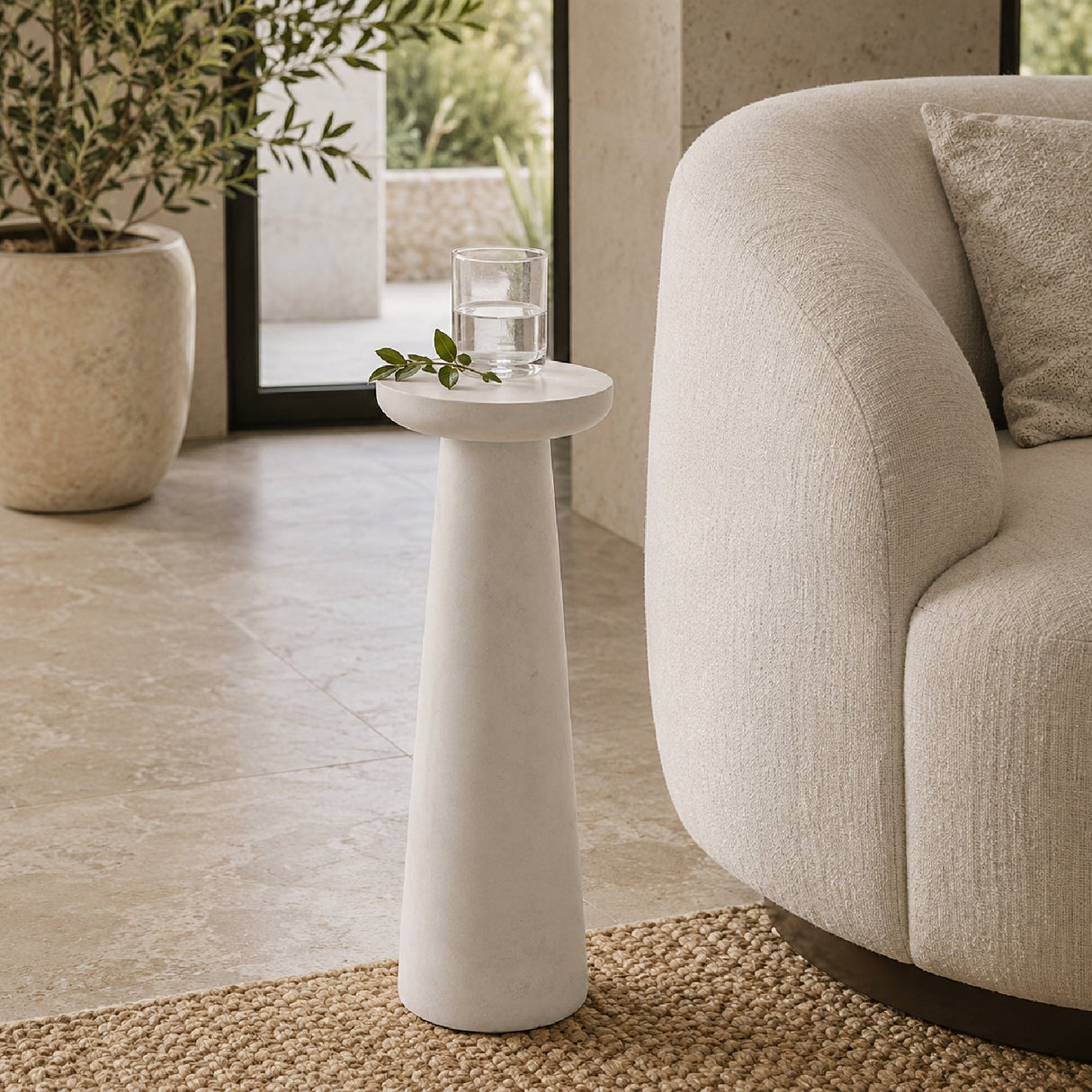 White Marble Indoor/Outdoor Drink Table by Uttermost Lirra, alternate view 2