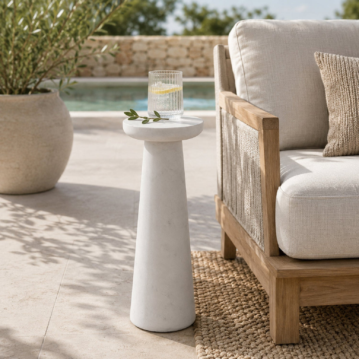 White Marble Indoor/Outdoor Drink Table by Uttermost Lirra, alternate view 7
