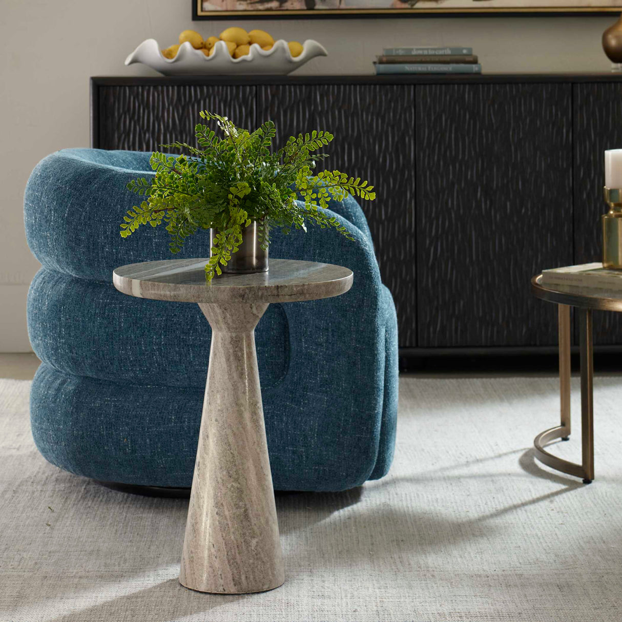 Neutral-Toned Marble Accent Table by Uttermost Stour, alternate view 2