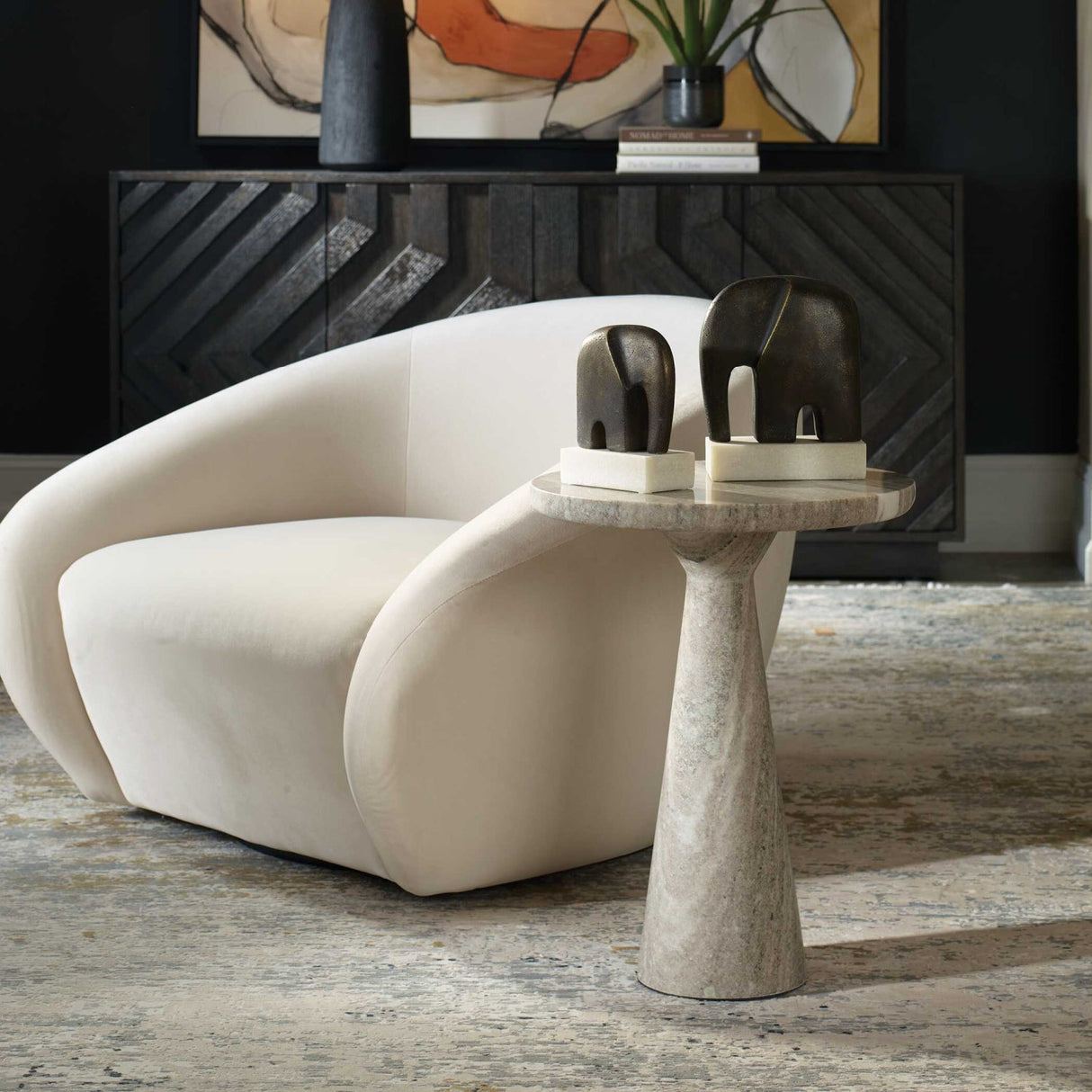 Neutral-Toned Marble Accent Table by Uttermost Stour, alternate view 7