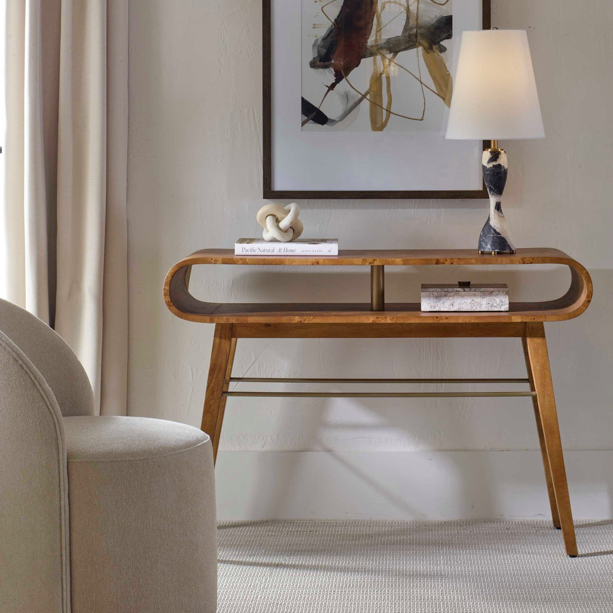 Modern European furniture - Burl Veneer Hollowed Console Table - www.oroa.com
