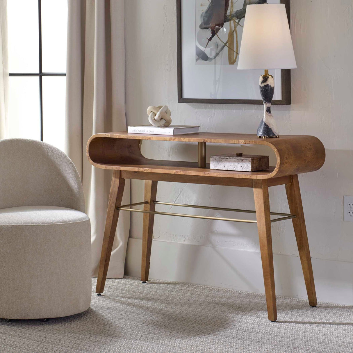 Modern European furniture - Burl Veneer Hollowed Console Table - www.oroa.com