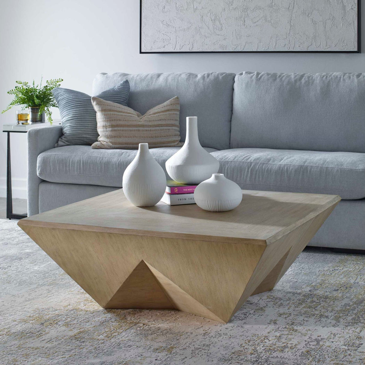 Faceted Mango Wood Coffee Table by Uttermost Collins, alternate view 2