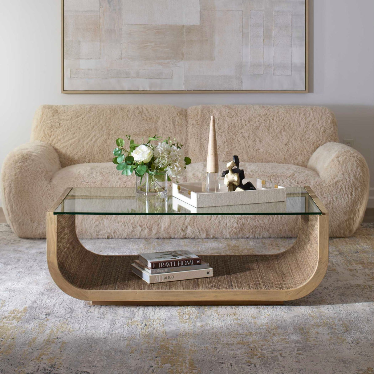 Curved Mahogany Coffee Table by Uttermost Farrington, alternate view 2