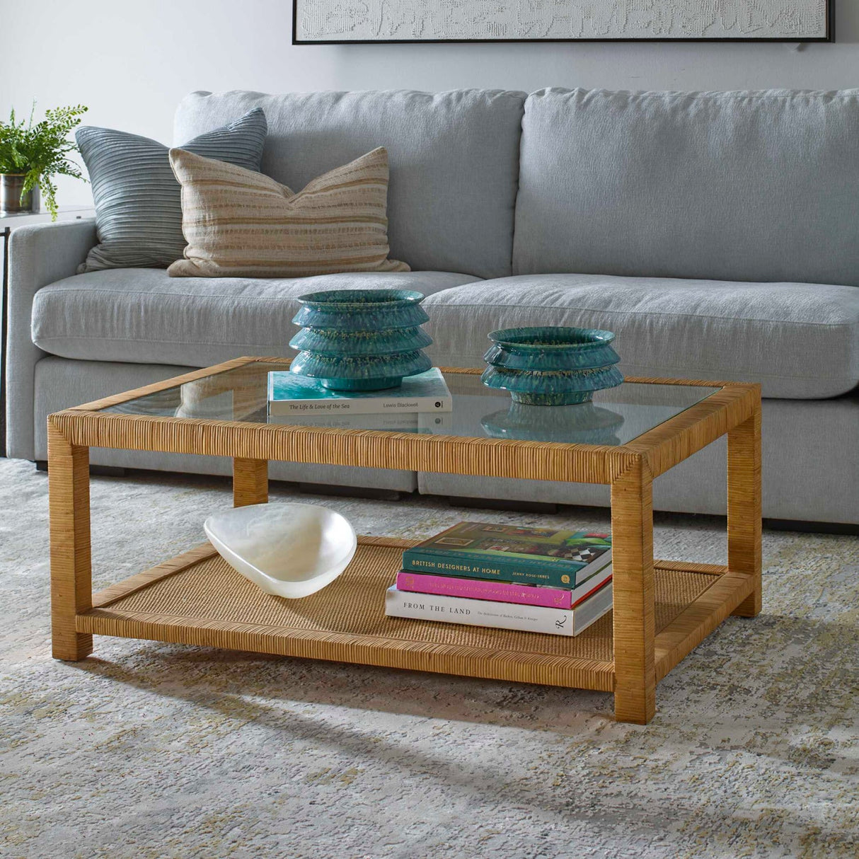 Modern European furniture - Natural Rattan Wrapped Coffee Table - www.oroa.com