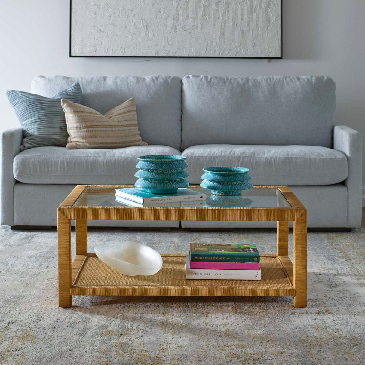 Modern European furniture - Natural Rattan Wrapped Coffee Table - www.oroa.com