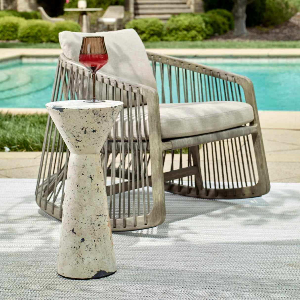Limestone Hourglass Indoor/Outdoor Drink Table by Uttermost Lenora, alternate view 2