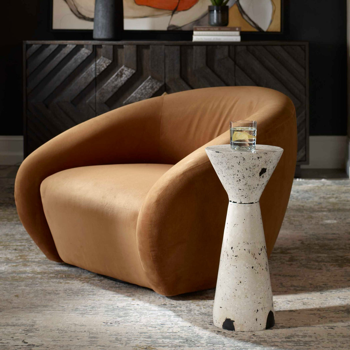 Limestone Hourglass Indoor/Outdoor Drink Table by Uttermost Lenora, alternate view 7