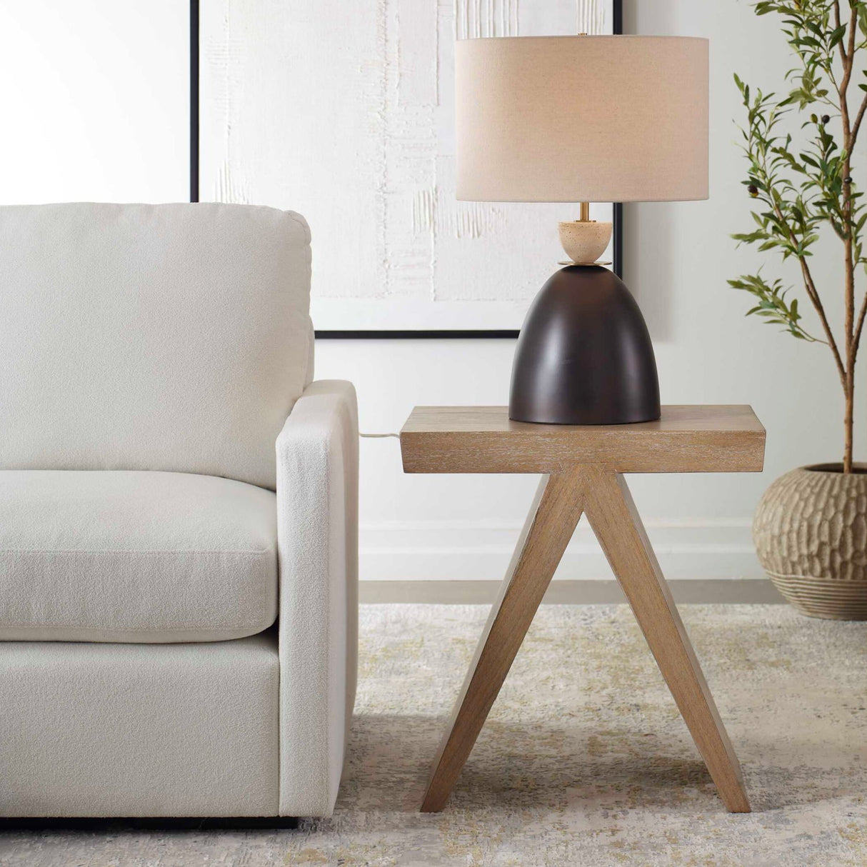 Modern European furniture - Mindi Wood A-Shaped Accent Table - www.oroa.com
