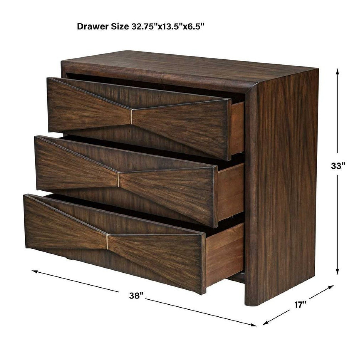 Modern European furniture - Acacia Wood 3-Drawer Chest - www.oroa.com