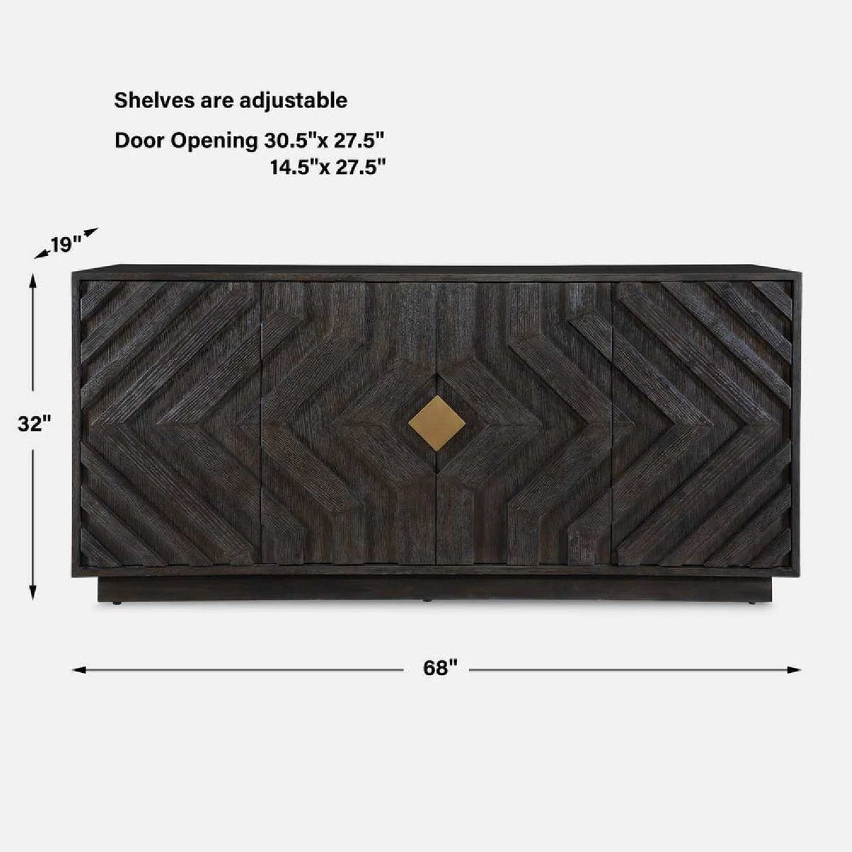 Oak Chevron 4-Door Cabinet by Uttermost Faulkner, alternate view 8