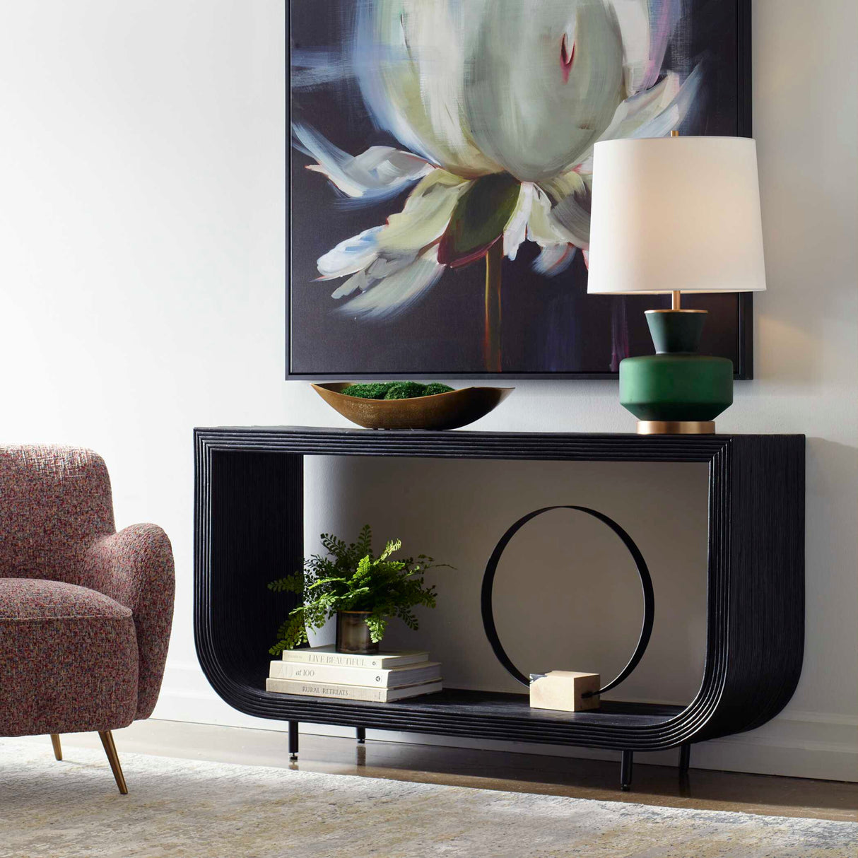 Black Rattan Modern Console Table | Uttermost Compton