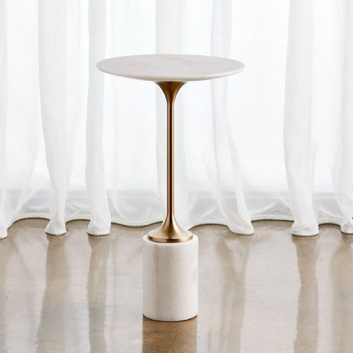 Travertine Round Accent Table by Uttermost Malya, alternate view 7