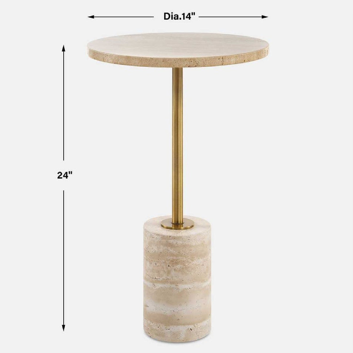 Travertine Round Accent Table by Uttermost Malya, alternate view 3