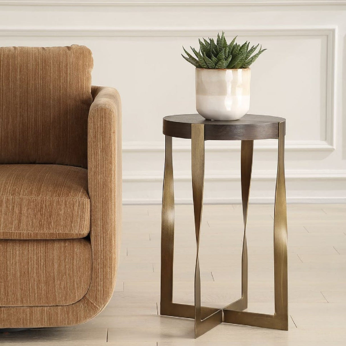 Twisted Brass Frame Accent Table by Uttermost Drew, alternate view 2