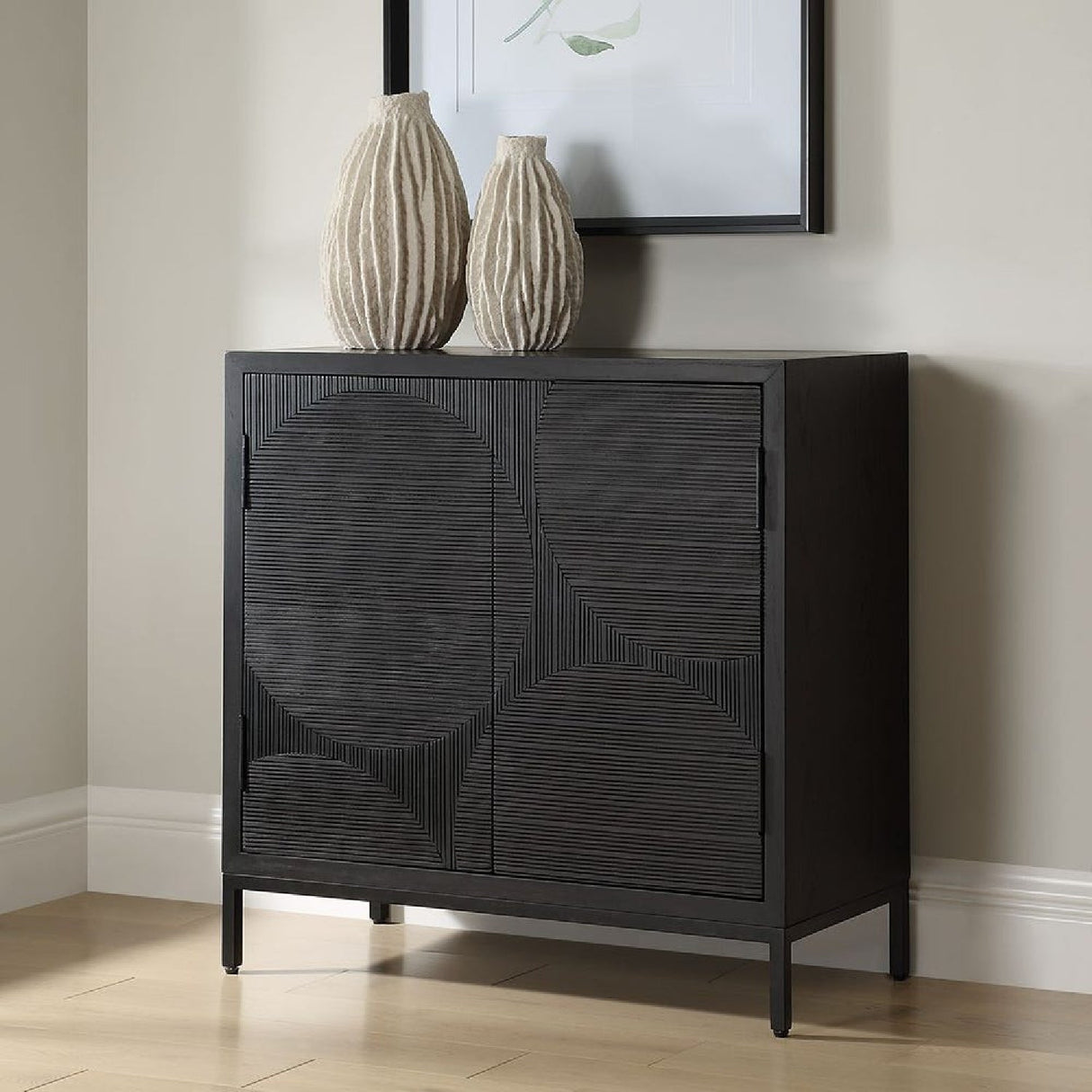 Black Circle Patterned 2-Door Cabinet by Uttermost Beswick, alternate view 8