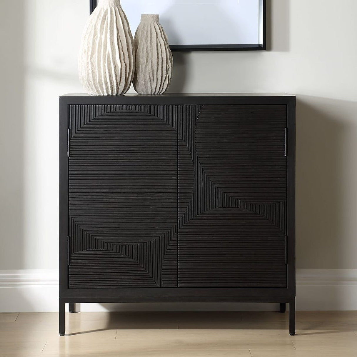 Black Circle Patterned 2-Door Cabinet by Uttermost Beswick, alternate view 2