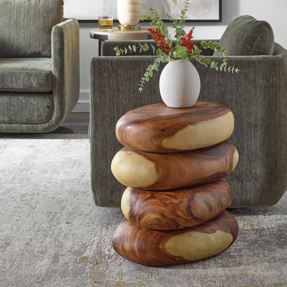 Modern European furniture - Stacked Suar Wood End Table - www.oroa.com