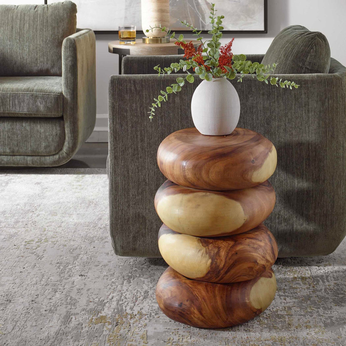 Modern European furniture - Stacked Suar Wood End Table - www.oroa.com