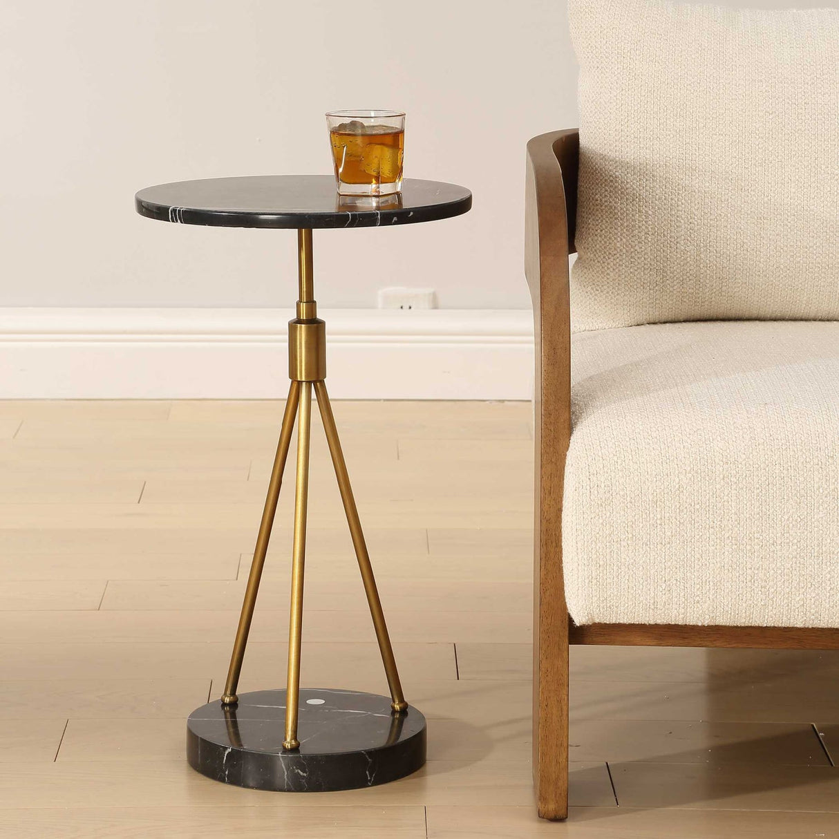 Modern European furniture - Black Marble Tripod Accent Table - www.oroa.com