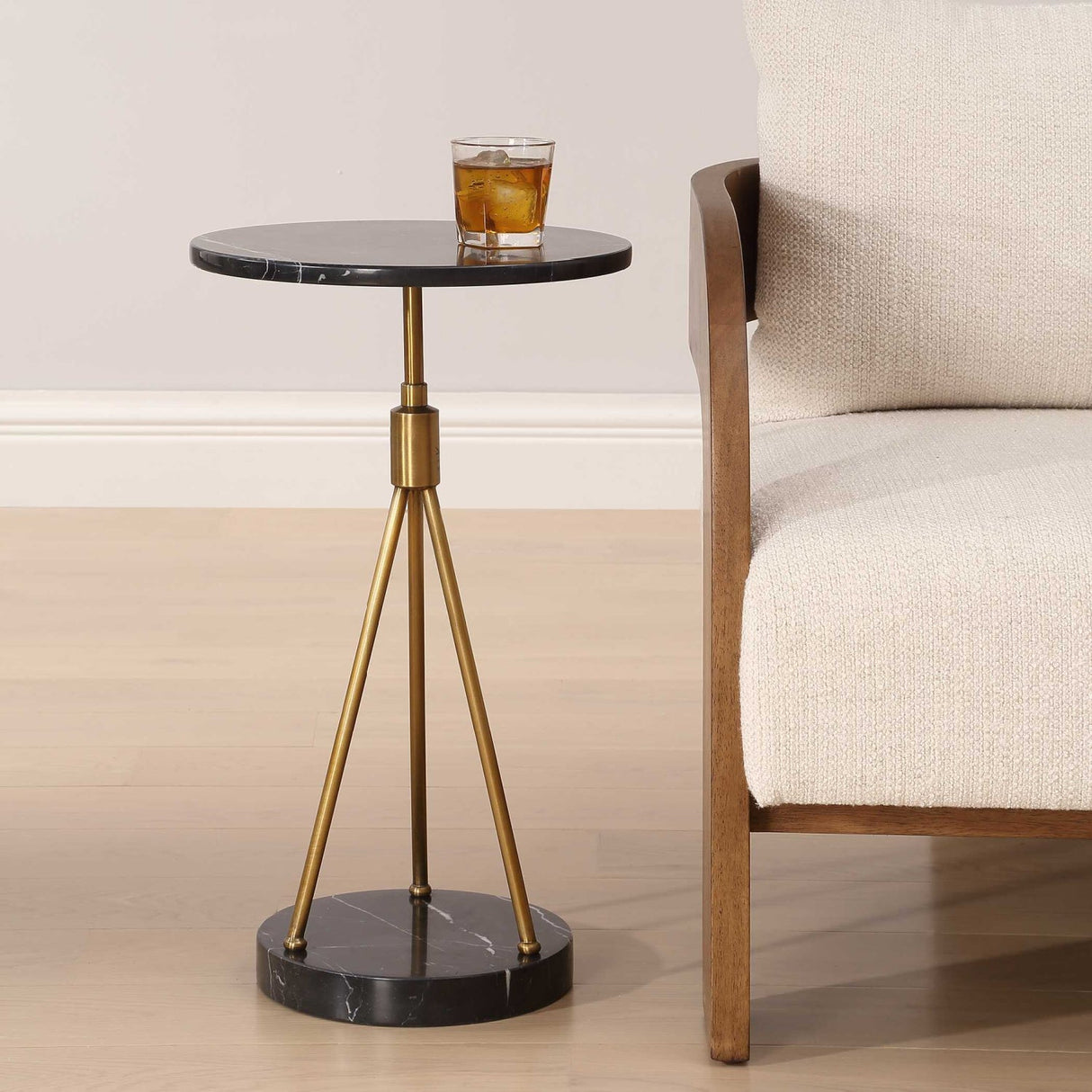 Modern European furniture - Black Marble Tripod Accent Table - www.oroa.com