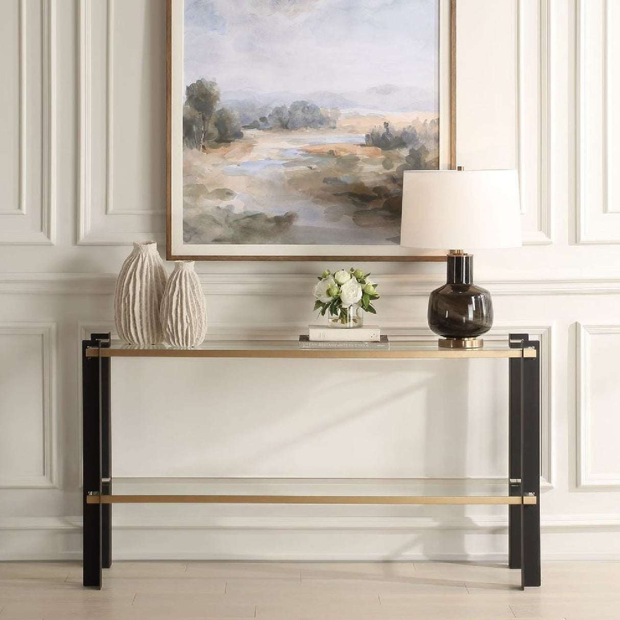 Iron Framed Glass Console Table | Uttermost Cunene