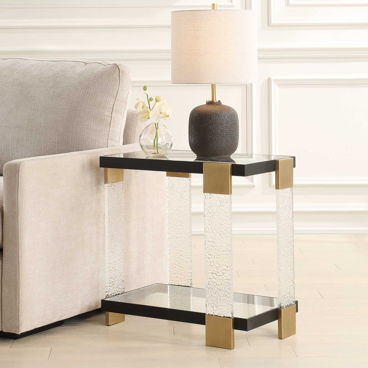 Modern European furniture - Tempered Glass Undershelf Side Table - www.oroa.com