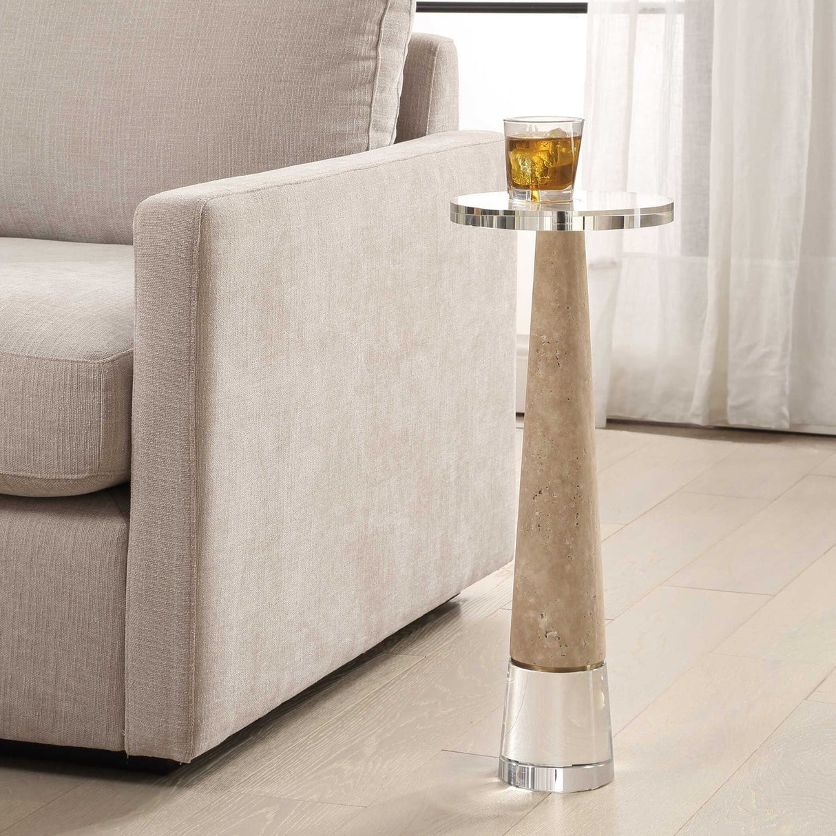 Conical Travertin Drink Table by Uttermost Niari, alternate view 2