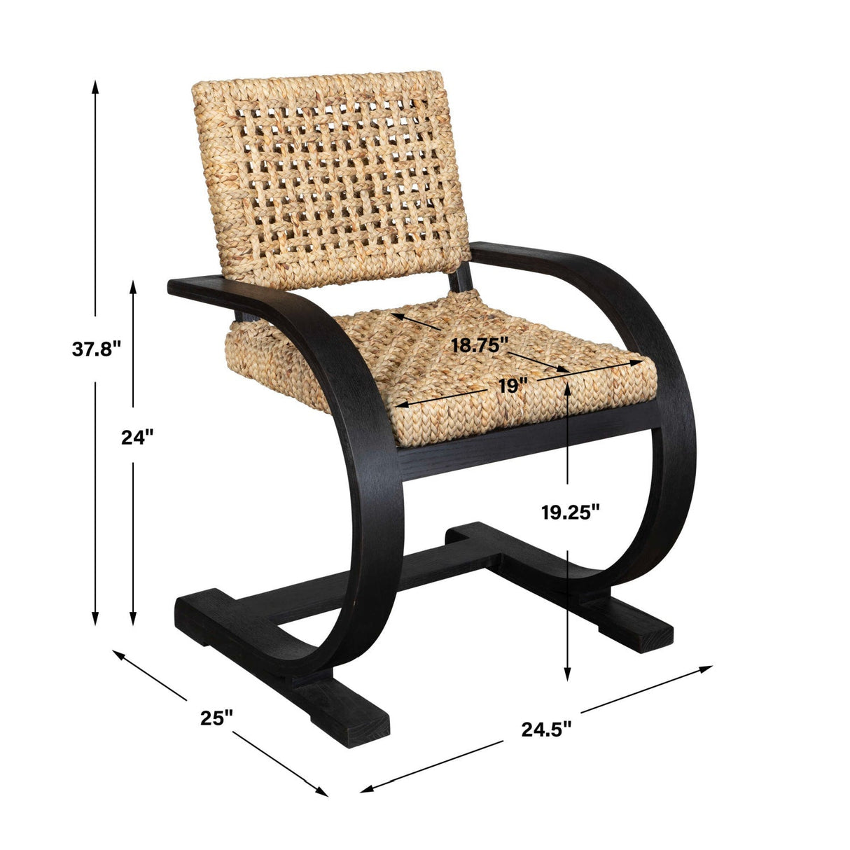 Water Hyacinth Bohemian Dining Chair by Uttermost Rehema, alternate view 8