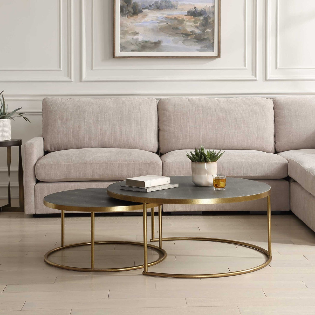 Gray Shagreen Nesting Coffee Tables (2) by Uttermost Aragon, alternate view 2